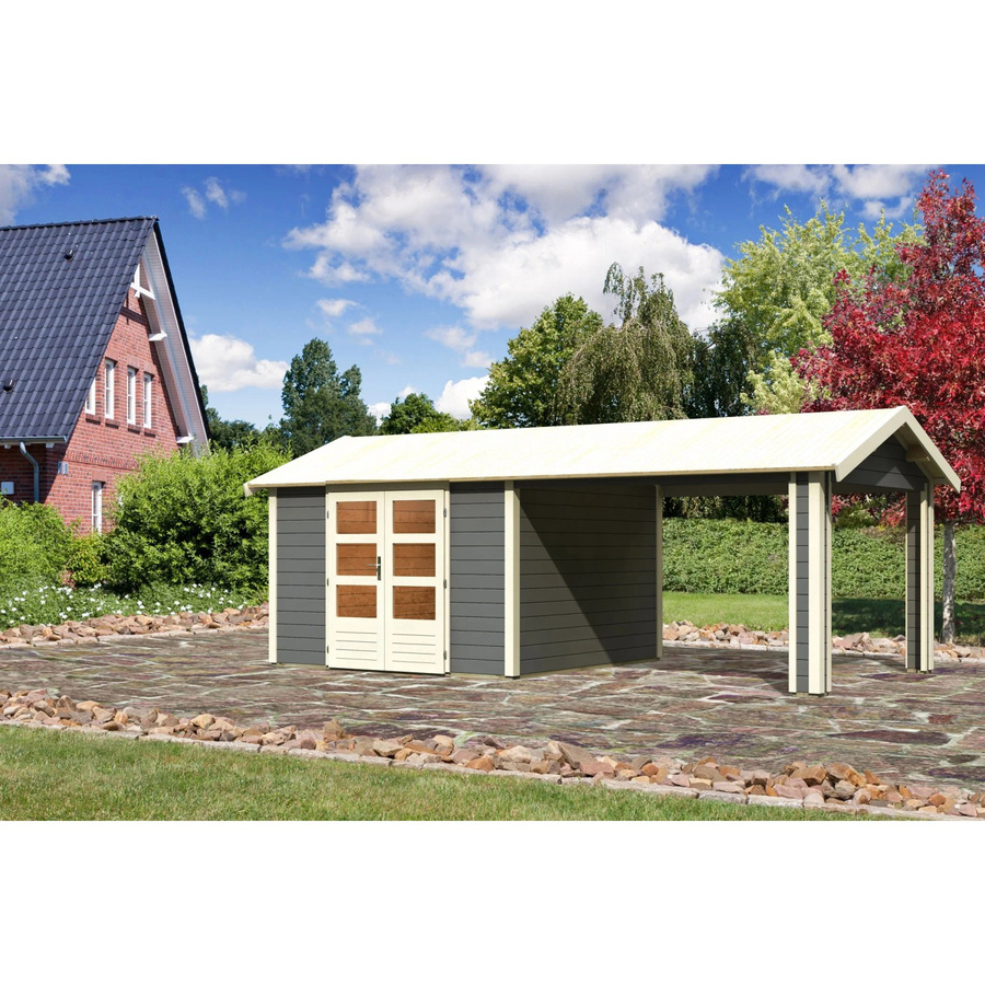 Karibu Holz-Gartenhaus Timra mit Satteldach in Terragrau, B/T: 300 x 300 cm - Bild 2