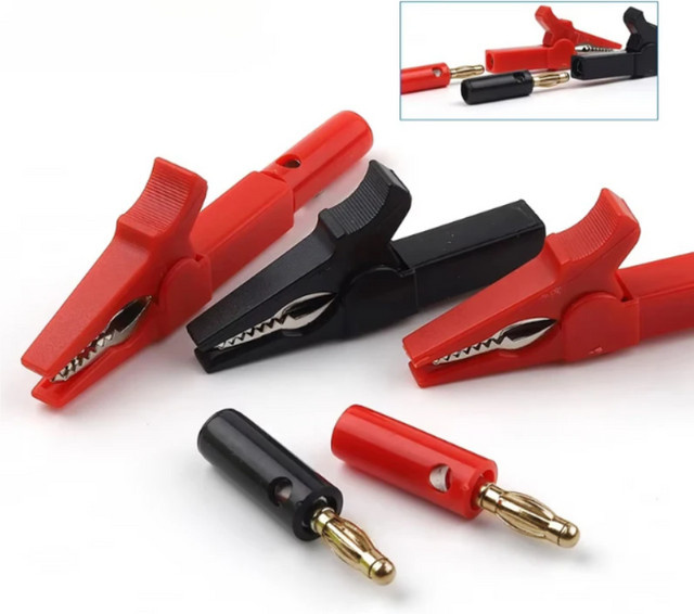 Krokodilklemmen mit Bananenstecker-Set in Schwarz und Rot für elektrische Multimeter-Tests, isolierter Sicherheitsanschluss ohne Schweißen - Bild 1