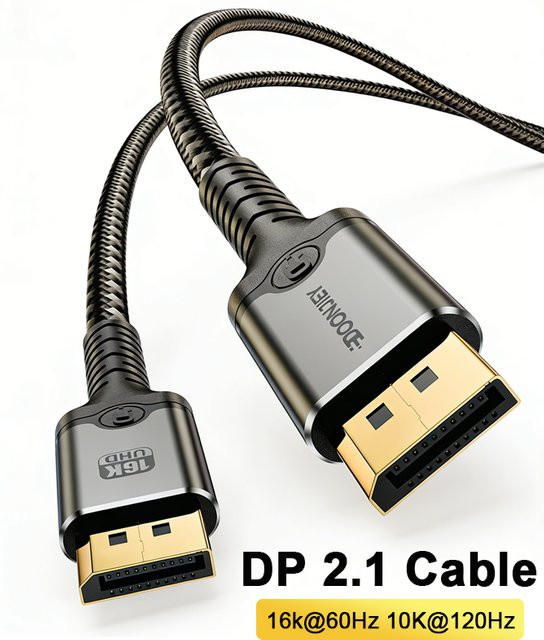DOONJIEY DisplayPort 2.1 Kabel mit 8K und 16K Unterstützung, geflochtenes Hochgeschwindigkeits-DP-Kabel für TV, Monitor und Laptop - Bild 1