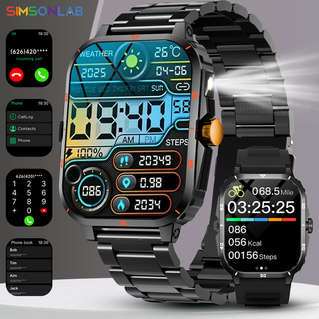 SIMSONLAB Smartwatch, 2,01 Zoll, Schwarz, Silikon, Herren - Bild 1