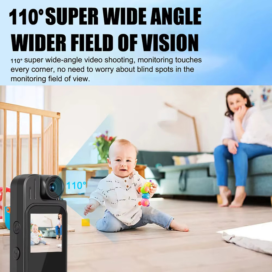 Virwir Mini-Körperkamera 1080P HD Sportkamera mit Infrarot-Nachtsicht und 1,3 Zoll Display in Schwarz - Bild 4