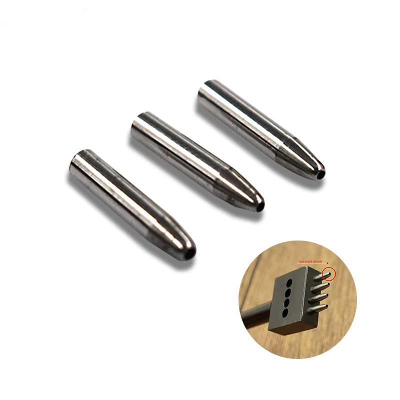 QJH Leder Lochstanze Set mit austauschbaren runden Meißelköpfen aus Metall in Silber für dein DIY Lederhandwerk - Bild 3