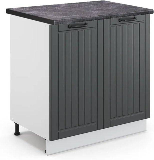 Vicco Spülenunterschrank Fame-Line in Anthrazit und Weiß im Landhausstil mit Regal, B/T/H: 80 x 60 x 82 cm - Bild 1