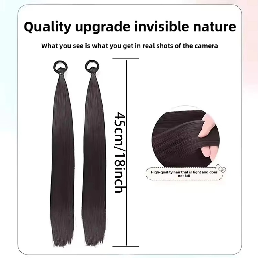 allaosify Pferdeschwanzverlängerung, 2er-Pack, schwarz, Damen - Bild 4