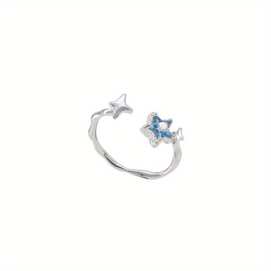 Sternring Damen, Silber, blauer Kristall - Bild 3