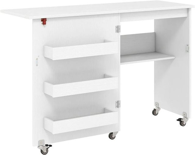 Costway 2 in 1 Nähtisch und Nähmaschinenschrank mit klappbarer Arbeitsplatte in Weiß - Bild 1