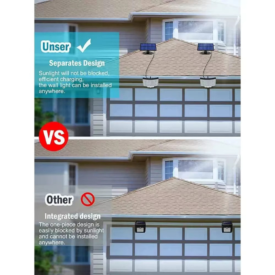 ZHIYU Solar-Bewegungsleuchte mit 106 LEDs und separatem Solarpanel, wasserdichter LED-Flutlicht für Garten und Garage, Weiß - Bild 3
