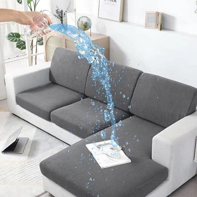 Wasserdichter und dehnbarer Sofakissenbezug in L-Form für deine Couch, grau, haustierfreundlich und strapazierfähig - Bild 1
