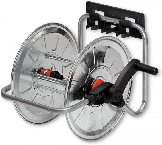 BRADAS Wandtrommel für Gartenschlauch, Wandmontage, 1/2 Zoll, 50 m, Silber - Bild 1