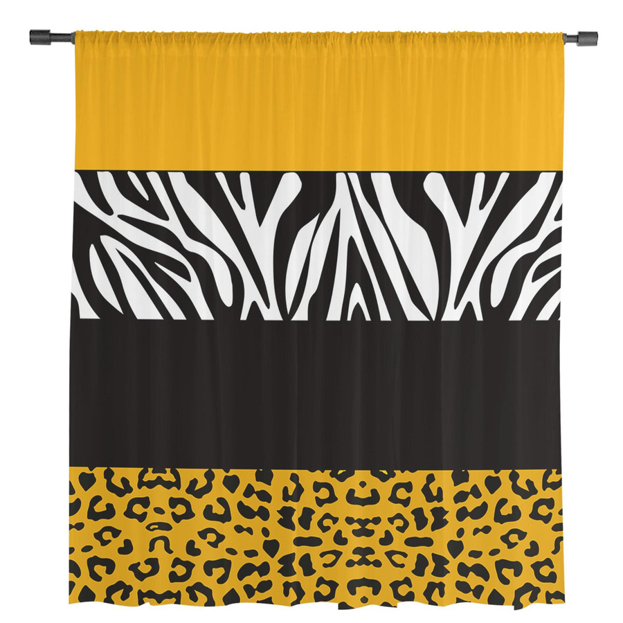 Transparente Leopard-Zebra-Streifen Vorhänge von Household supplies in Gelb aus Tüll, Voile und Organza, B: 135 cm, H: 115 cm - Bild 2