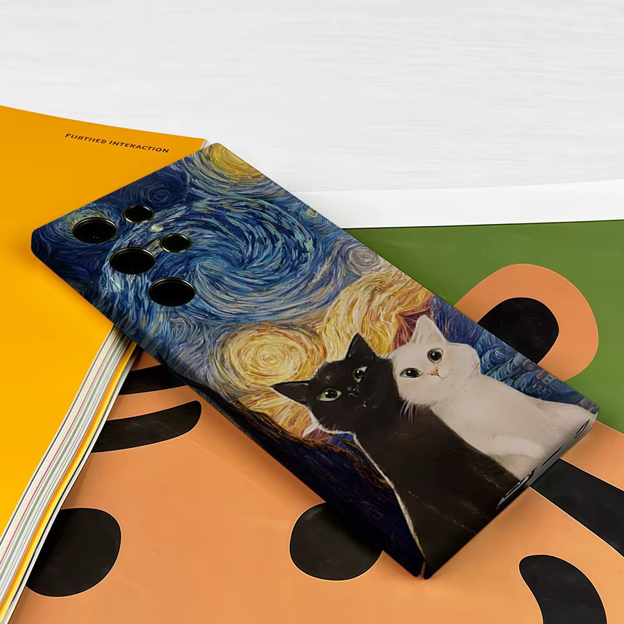 Stoßfeste Doppelschicht Handyhülle mit Sternennacht-Katzen Motiv für Samsung Galaxy S26 S25 Ultra S24 S23 Ultra Plus in Multicolour - Bild 3