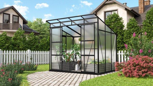 Vitavia Gewächshaus Freya 5900 in Schwarz mit 5,9 m² Fläche und 6 mm HKP - Bild 1
