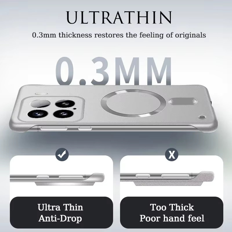 Ultradünne MagSafe kompatible Schutzhülle aus hartem PC für Xiaomi 15 14 13T Pro Poco F7 F6 X6 X5 Pro in Gold - Bild 2