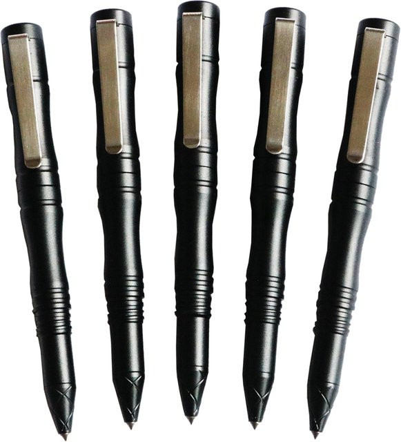 Taktischer Stift von YiHESZ aus Edelstahl mit Wolframstahl-Kopf in Schwarz als Selbstverteidigungswerkzeug und Fensterbrecher für dein EDC - Bild 1
