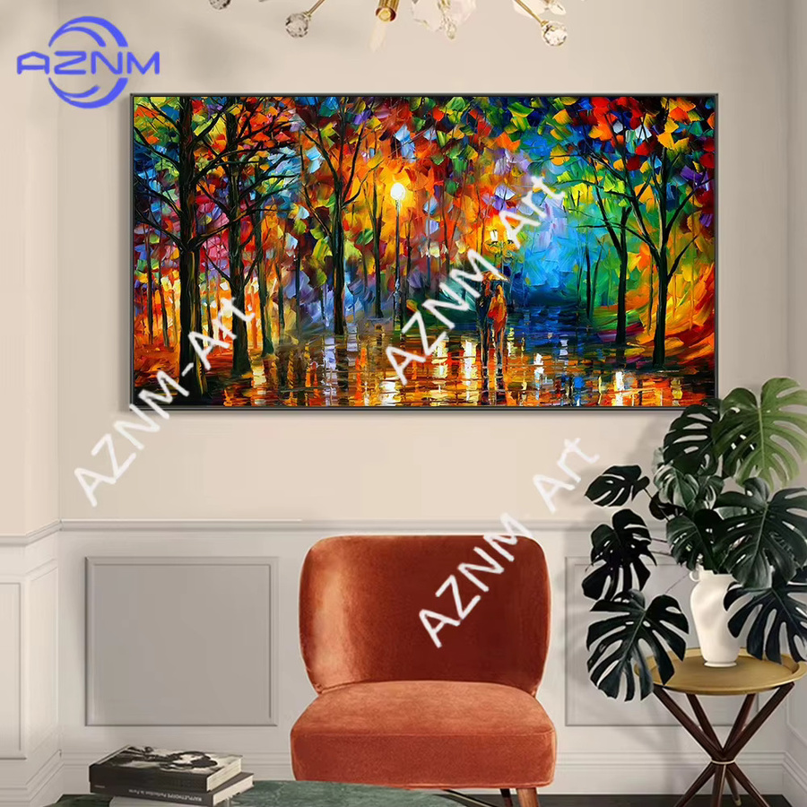 Abstrakte Leinwandkunst AZNM Regnerische Gartenlandschaft als modernes Wandbild in Mehrfarbig - Bild 2