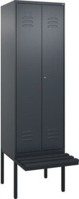 C+P PSA Doppel-Spind Classic PLUS Sitzbank mit 2 Abteilen, B/T/H: 212 x 60 x 81,5 cm, Anthrazitgrau - Bild 1