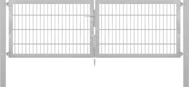 Doppeltor Flexo Plus aus Stahl in Silber, Feuerverzinkt, Breite: 250 cm, Pfosten B/T/H: 80 x 80 x 80 cm - Bild 1