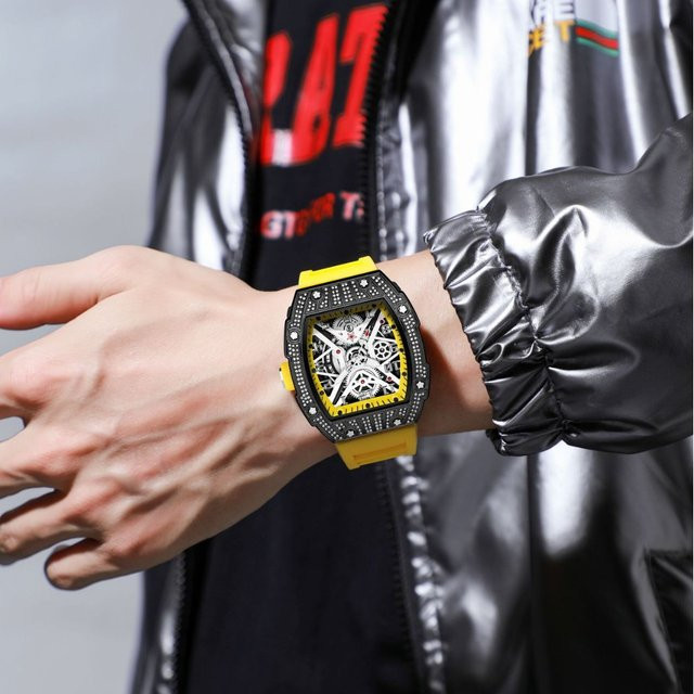 STARPERISH Armbanduhr Tonneau, Quarz, Schwarz, Kautschuk, Herren - Bild 1