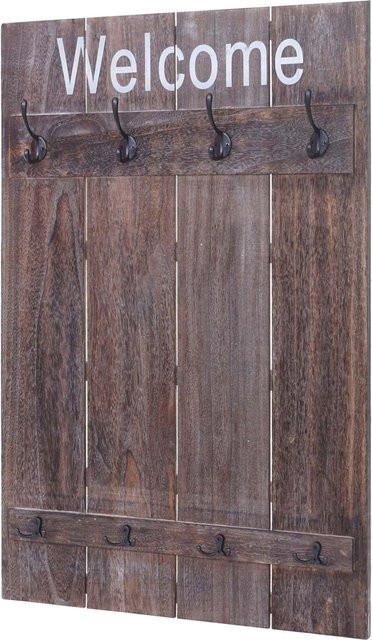 Wandgarderobe MCW Welcome C89 aus Paulowniaholz im Shabby-Look, Farbe: Braun, Breite: 91 cm, Höhe: 60 cm - Bild 2