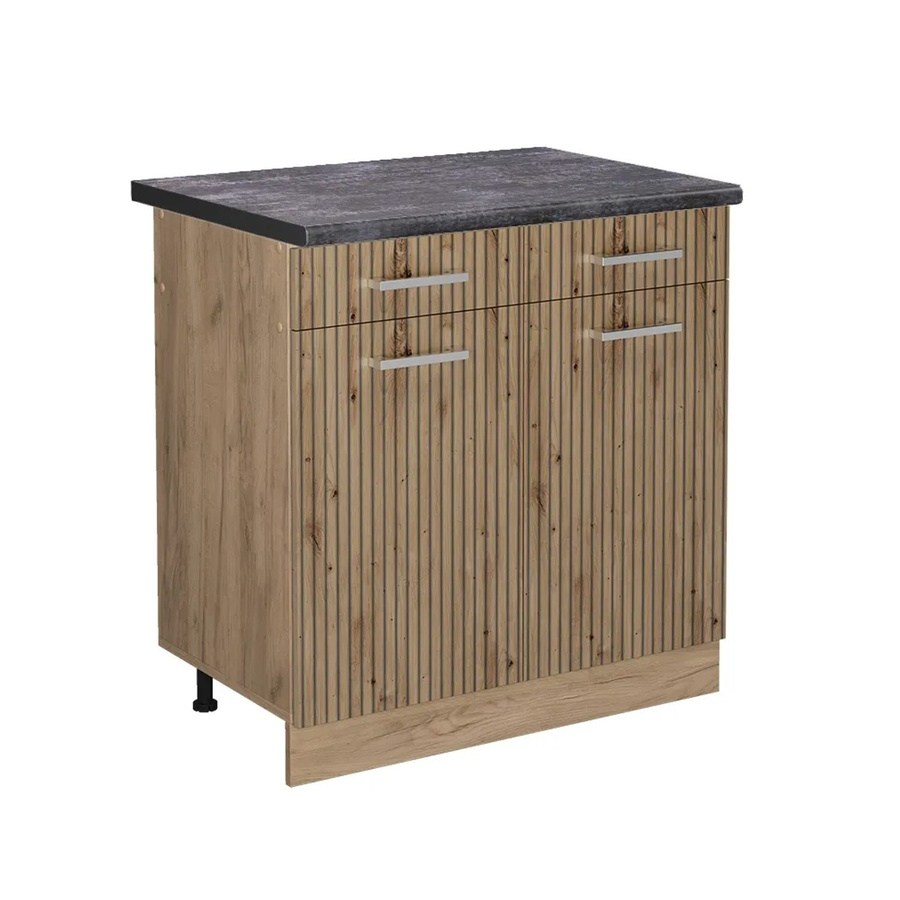 Vicco Küchenunterschrank R-Line Artisan-Eiche und Goldkraft Eiche mit Anthrazit, B: 80 cm, T: 60 cm, H: 81,6 cm - Bild 2