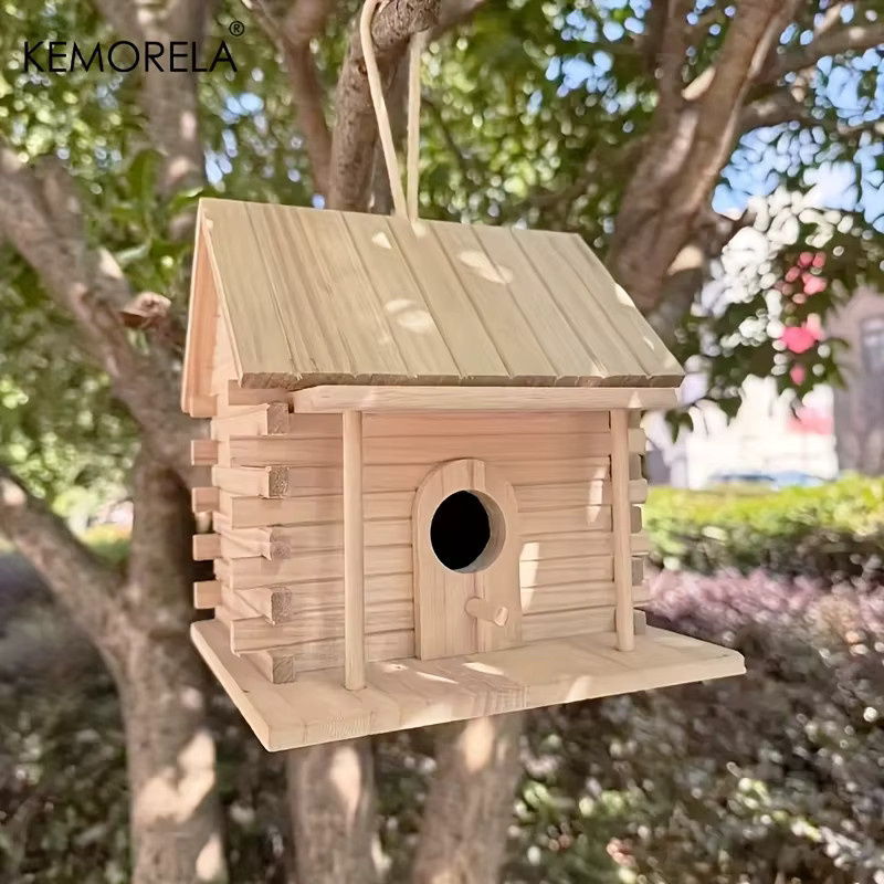 Vogelnestbox aus natürlichem Kiefernholz und Zedernholz als hängendes Zuchthaus für kleine Vögel für den Innen- und Außenbereich - Bild 3