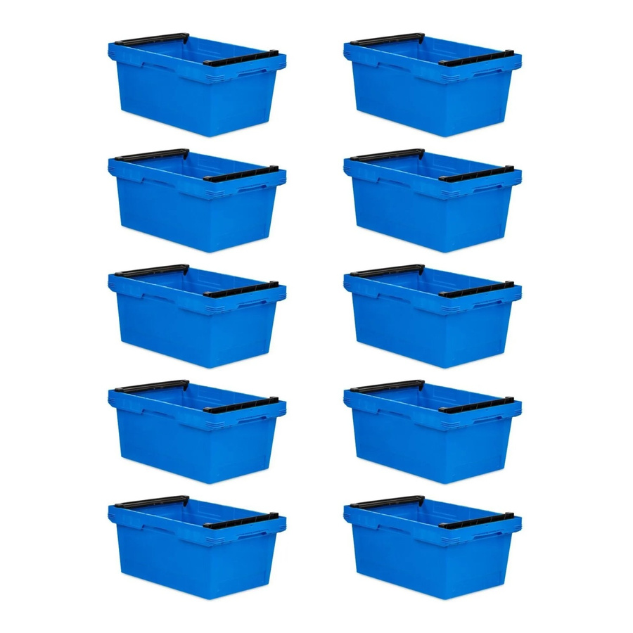 PROREGAL SparSet 10x Conical Mehrweg-Stapelbehälter mit Stapelbügel, Blau, H x B x T: 27,3 x 40 x 60 cm, 47 Liter Lagerbox Eurobox Transportbox - Bild 2