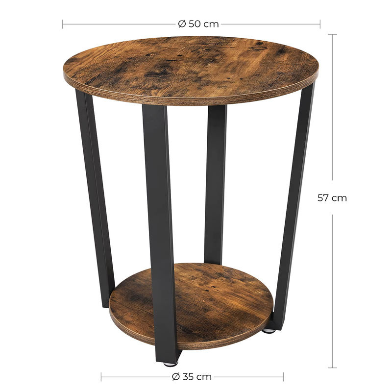 VASAGLE Beistelltisch rund im Industrial Design aus Holz und Metall, Farbe Schwarz-Braun, B/T/H: 50 x 50 x 57 cm - Bild 4