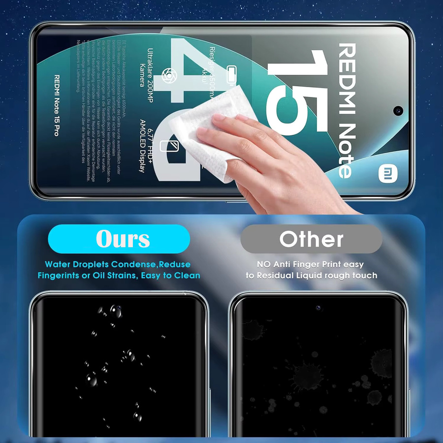 Xiaomi Redmi Note 15 Pro 4G Displayschutzfolie aus 3D 9H gehärtetem Glas inklusive Kameralinsen-Schutzfolie, transparent - Bild 4
