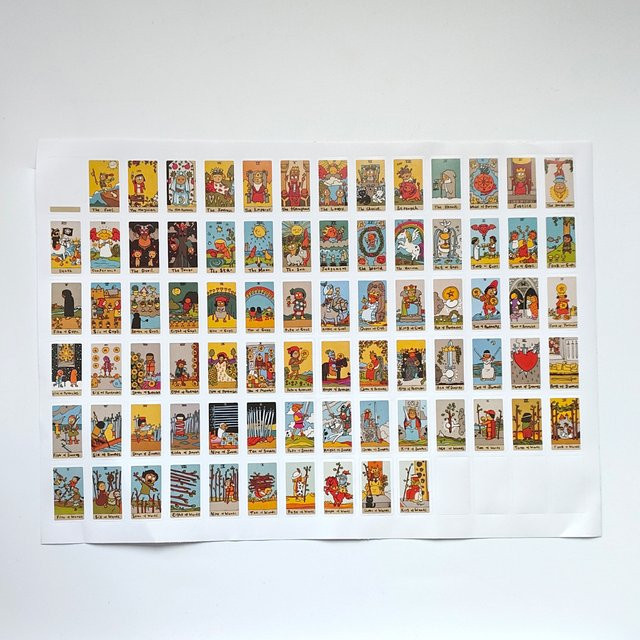 80 Stück Tarot-Vinyl-Klebeaufkleber in Mehrfarbig auf einem A4-Blatt, Größe pro Aufkleber: 2 x 3 cm - Bild 1