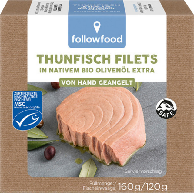 followfood Thunfisch-Filets in nativem Bio-Olivenöl extra MSC 160 g - Bild 1