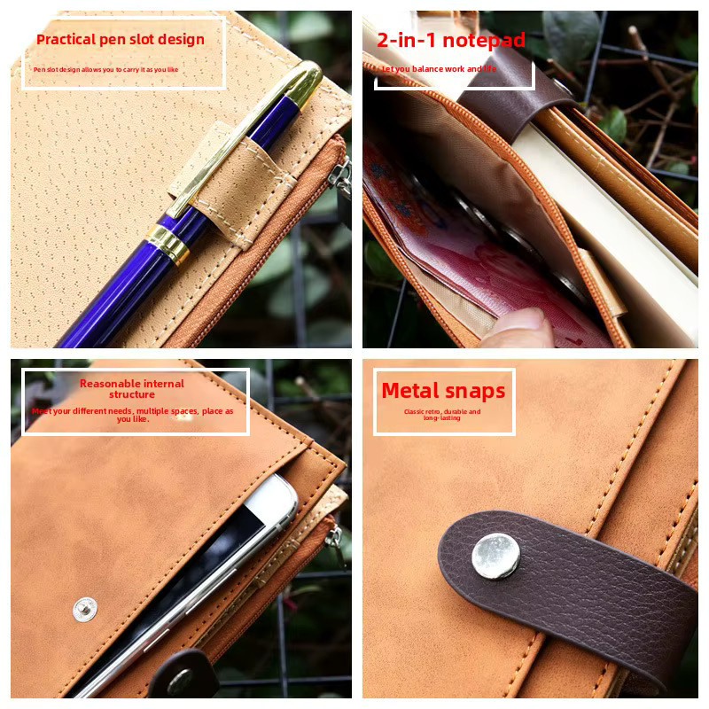 TWBEB Taschennotizbuch A6 mit Stift, gelbes Mini-Reisetagebuch aus Kunstleder mit Hardcover und linierten Seiten - Bild 4