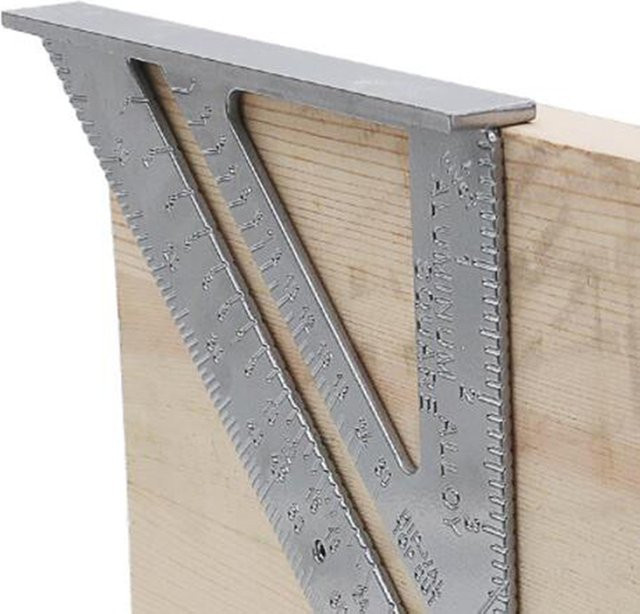 Dreiecklineal aus Aluminiumlegierung in Silber, metrisches Zimmermanns-Winkellineal für die Holzbearbeitung, 7 Zoll - Bild 1