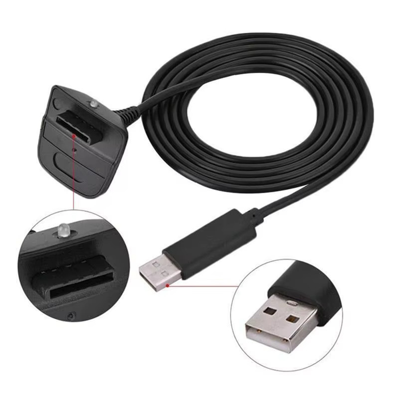 OULLX USB-Ladekabel für XBOX360 Wireless Controller, 1,5 m, Schwarz - Bild 2
