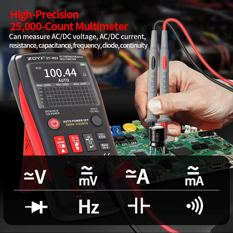 ZOYI R02 Integriertes Thermo-Multimeter in Schwarz mit 240 x 240 IR-Auflösung für die HVAC- und Fußbodenheizungsdiagnose - Bild 4