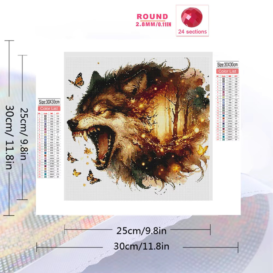 Evershine Diamant Mosaik Bastelset Wolf Stickerei in Multicolour, B/B/B: 20 x 20 x 20 cm - Bild 2