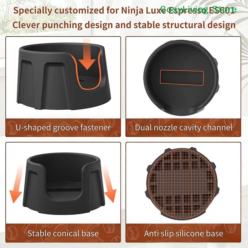 Espresso-Tampingstation und Siebträgerhalter für Luxe Cafe Maker Coffee Tool, Schwarz, Rund - Bild 5