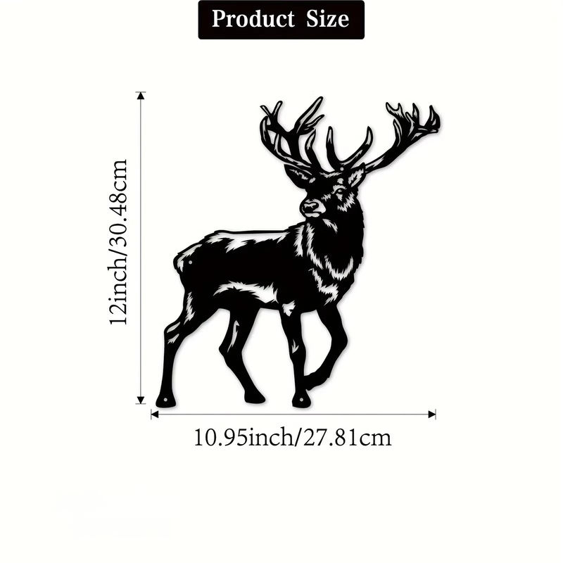 HELLOYOUNG Hirsch Wanddekoration aus Metall in Schwarz als Silhouette für Jäger und Outdoor-Kabinen - Bild 2