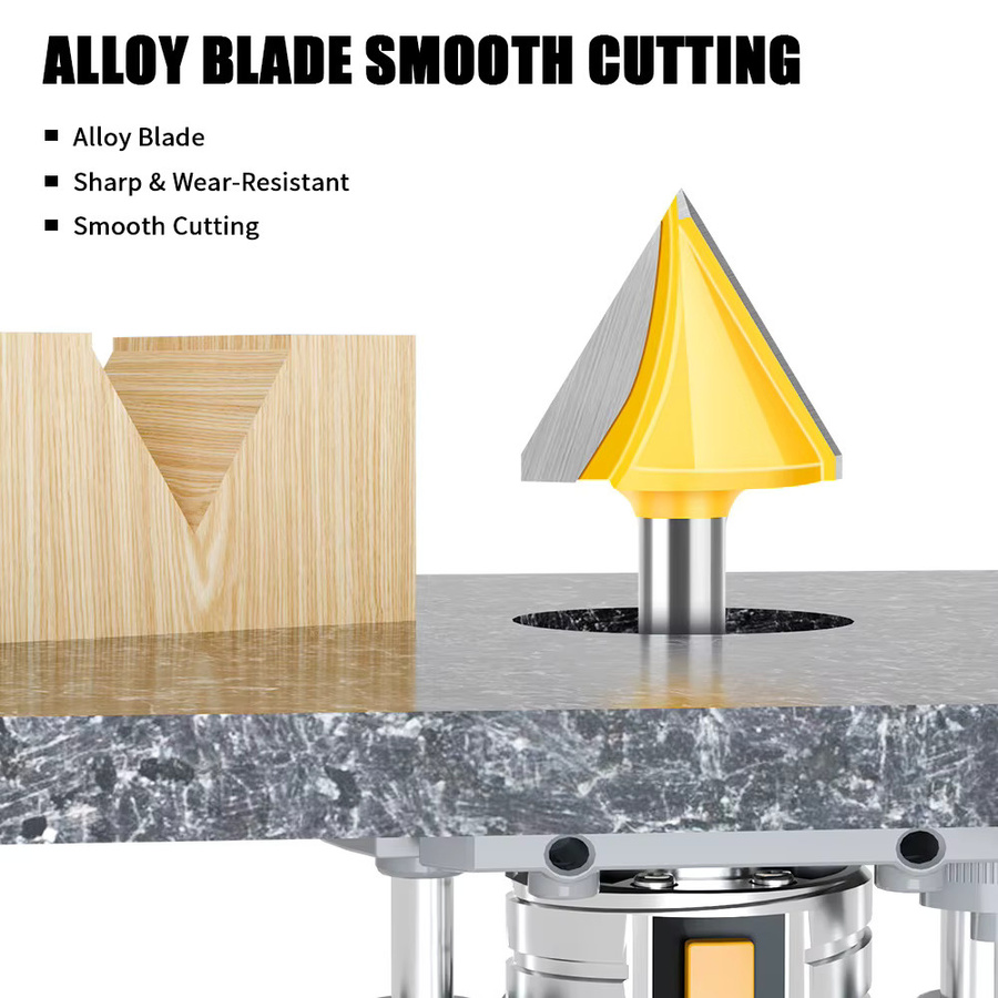 Augusttools V-förmiger 3D-Holzfräser mit 6 mm Schaft für Computerschnitzerei und Holzbearbeitung - Bild 2