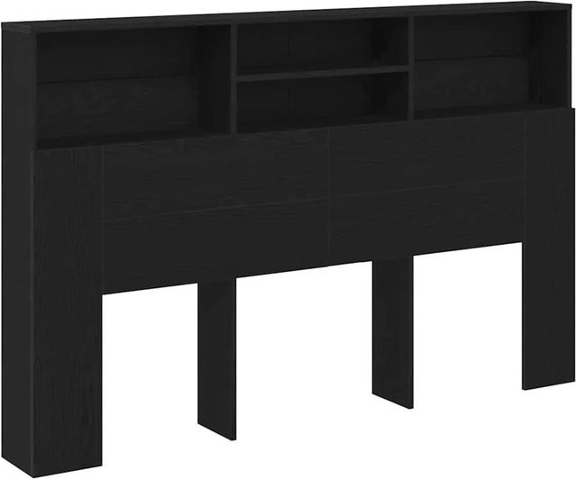 vidaXL Kopfteil für das Bett in Schwarz und Eichen-Optik mit integriertem Regal, B/T/H: 160 x 19 x 103,5 cm - Bild 1