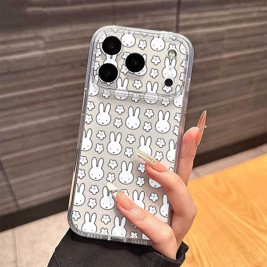 Miffy Handyhülle für iPhone 17 16 15 14 13 12 11 Pro Max Plus und weitere Modelle, Weiche TPU Schutzhülle mit Hasen-Design, Transparent - Bild 2