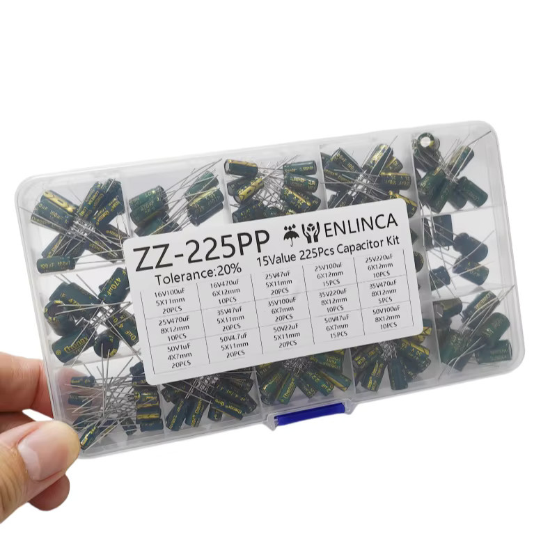 ENLINCA Kondensator Kit mit 225 Teilen, Aluminium-Elektrolytkondensatoren Set, 15 Werte von 1 uF bis 470 uF, 16 V bis 50 V, Low ESR - Bild 2