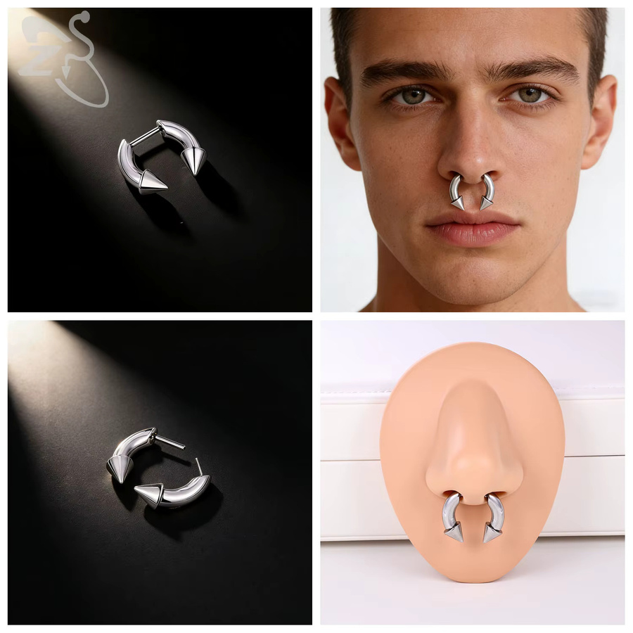 Nasenring Edelstahl, Schwarz, Unisex, 8/10 mm - Bild 2