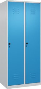C+P Spind Classic PLUS Garderobenschrank mit 2 Abteilen, Sicherheits-Drehriegel und 4 Garderobenhaken, Farbe Grau/Blau, H x B x T: 185 x 80 x 50 cm - Bild 1