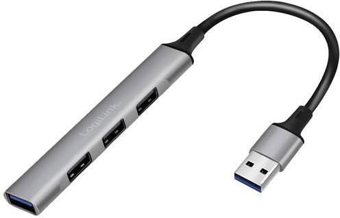 LogiLink UA0391 USB-Hub mit 4 USB-A Anschlüssen USB 3.0 5 GBit/s in Aluminium-Grau - Bild 1