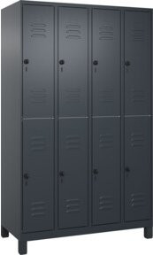 C+P Doppelstock-Spind Classic PLUS mit 4 Abteilen, Anthrazitgrau, B/T/H: 120 x 50 x 195 cm - Bild 1