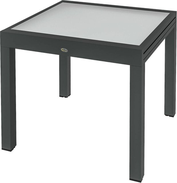 Outsunny Gartentisch aus Metall und Glas in Schwarz, ausziehbar, modern, B/T/H: 160 x 80 x 75 cm - Bild 1