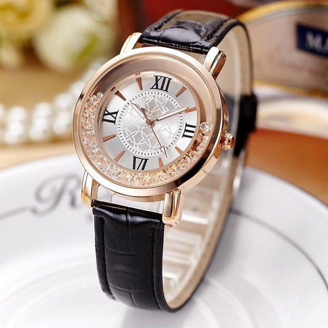 Armbanduhr Analoguhr, Quarz, Edelstahl, Leder, Silber, Damen - Bild 1