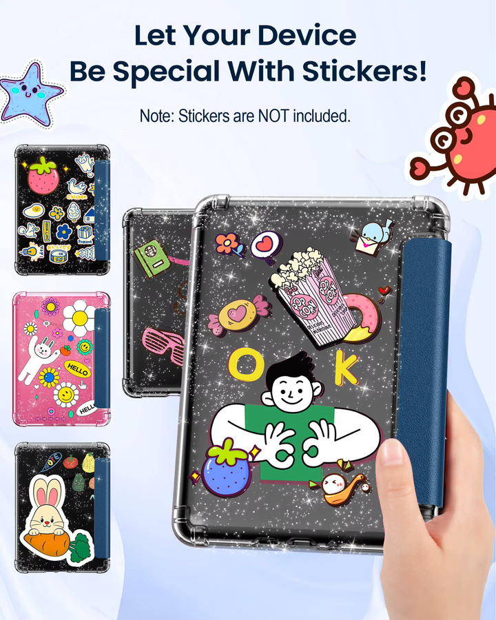 Dadanism Ultra Clear Glitter TPU Schutzhülle für Kindle Paperwhite 12. Generation 2024 (7 Zoll) mit Auto Sleep Wake Funktion in Schwarz - Bild 5