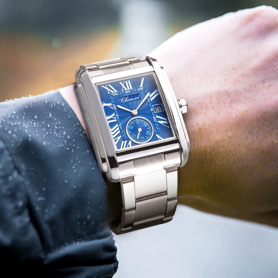 CHENXI Armbanduhr Quarz, Edelstahl, Silber, Herren - Bild 5