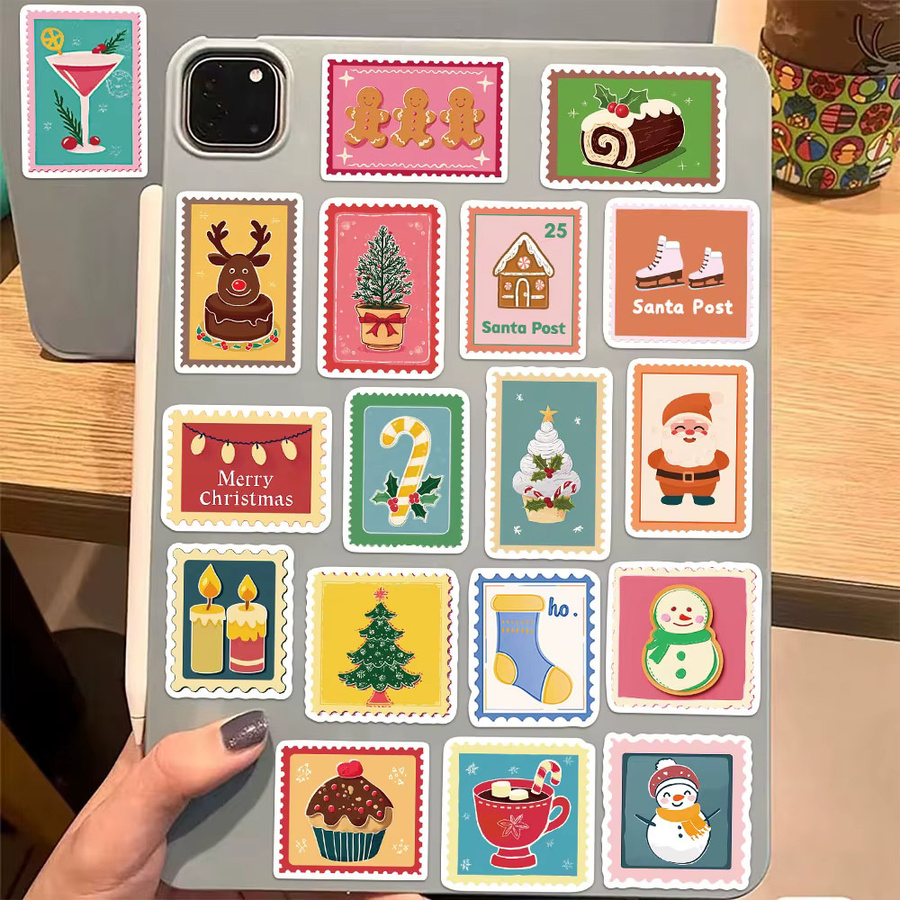 50 Stück Weihnachts Aufkleber Set wasserfeste DIY Sticker in Multicolour für Laptop, Telefon und Computer Dekoration - Bild 2